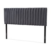 Baxton Studio Emile Modern and Contemporary Grey Velvet Fabric Upholstered and Dark Brown Finished Wood Full Size Headboard Baxton Studio restaurant furniture, hotel furniture, commercial furniture, wholesale full headboard, wholesale full headboard, classic full headboard